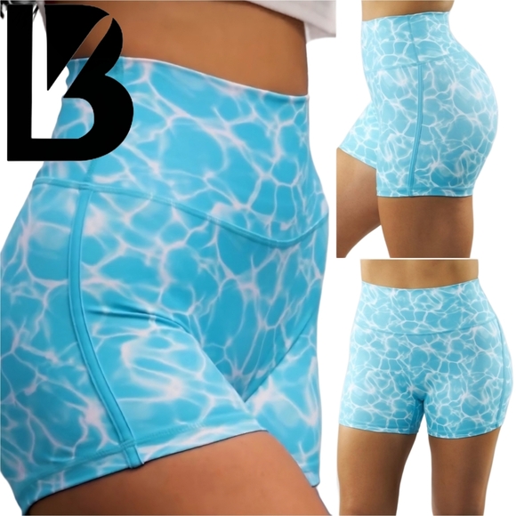 Buffbunny Collection Pants - BuffBunny Under The Sea Citrus Short In Reflection Aqua